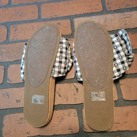 Sugar Women's Xenon Cork Flat Bow Sandal Slide Size 10 Black White Stars Boho - Picture 3 of 4